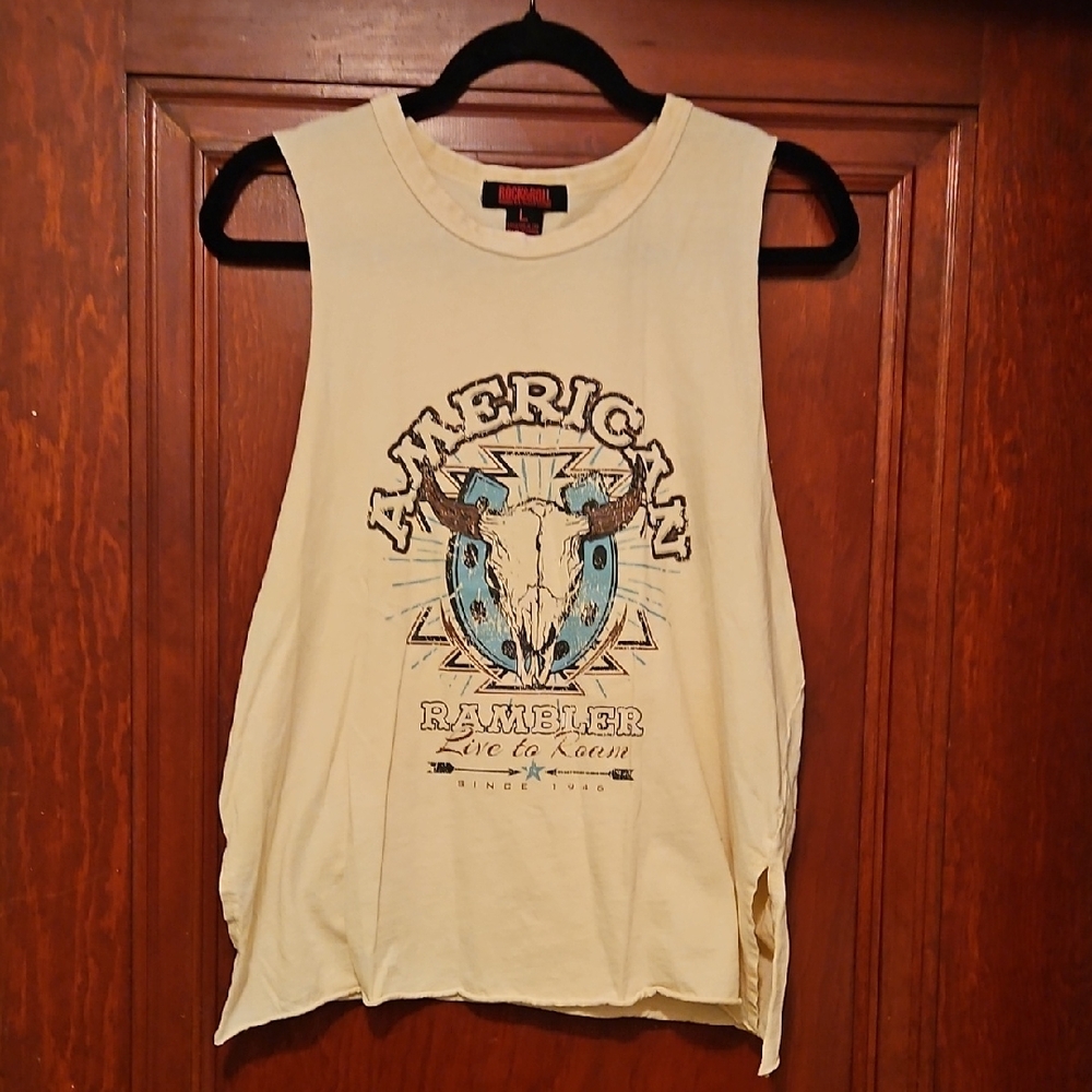 Women's Cream Graphic Muscle Tee